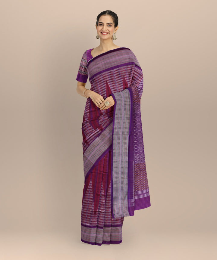 Multicolor purple cotton handloom sambalpuri saree