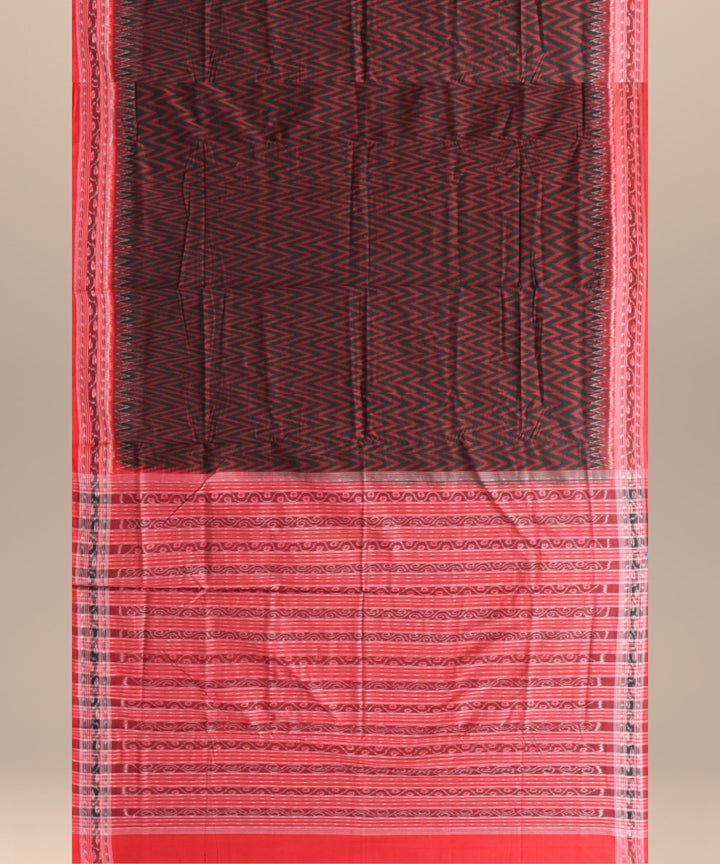 Multicolor dark red cotton handloom sambalpuri saree