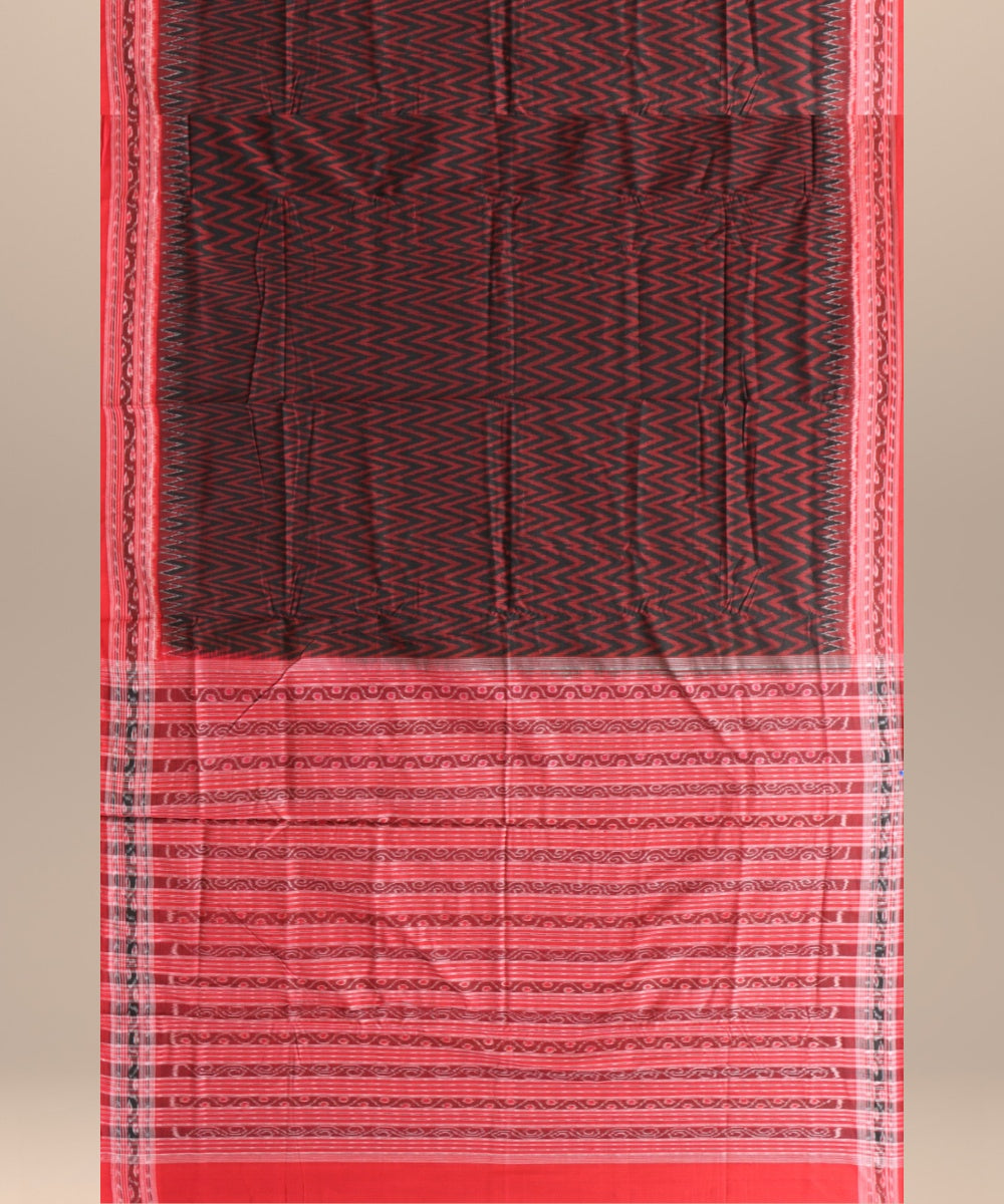 Multicolor dark red cotton handloom sambalpuri saree