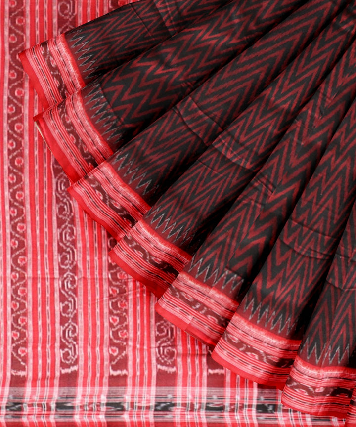 Multicolor dark red cotton handloom sambalpuri saree