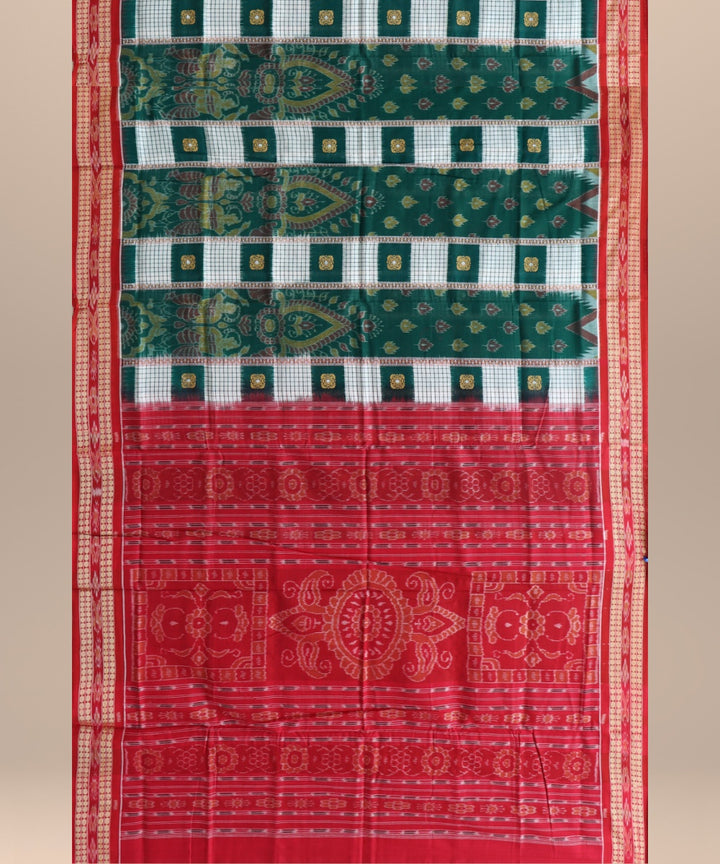 Multicolor dark red cotton handloom sambalpuri saree