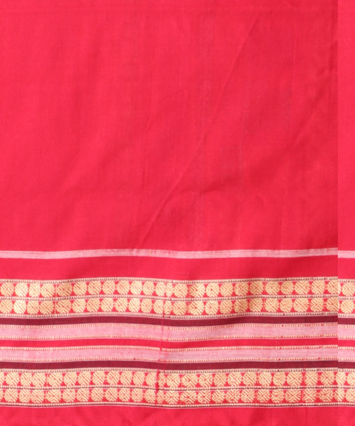 Cyan blue dark red cotton handloom bomkai saree