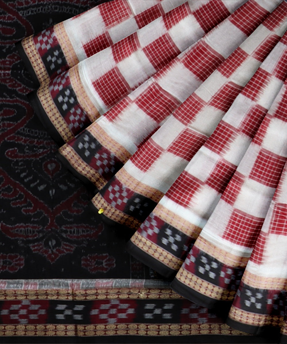 Multicolor black cotton handloom sambalpuri saree