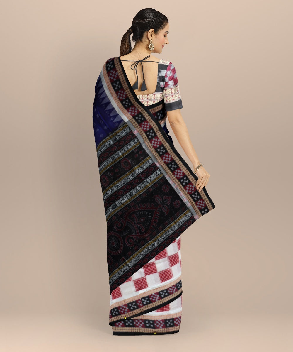 Multicolor black cotton handloom sambalpuri saree