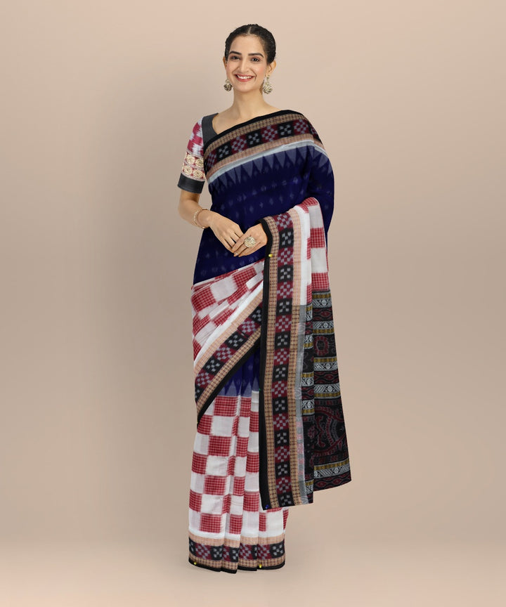 Multicolor black cotton handloom sambalpuri saree