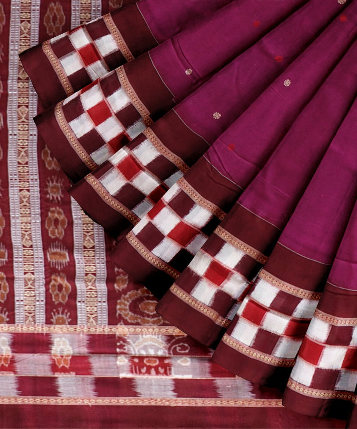 Violet maroon cotton handloom sambalpuri saree