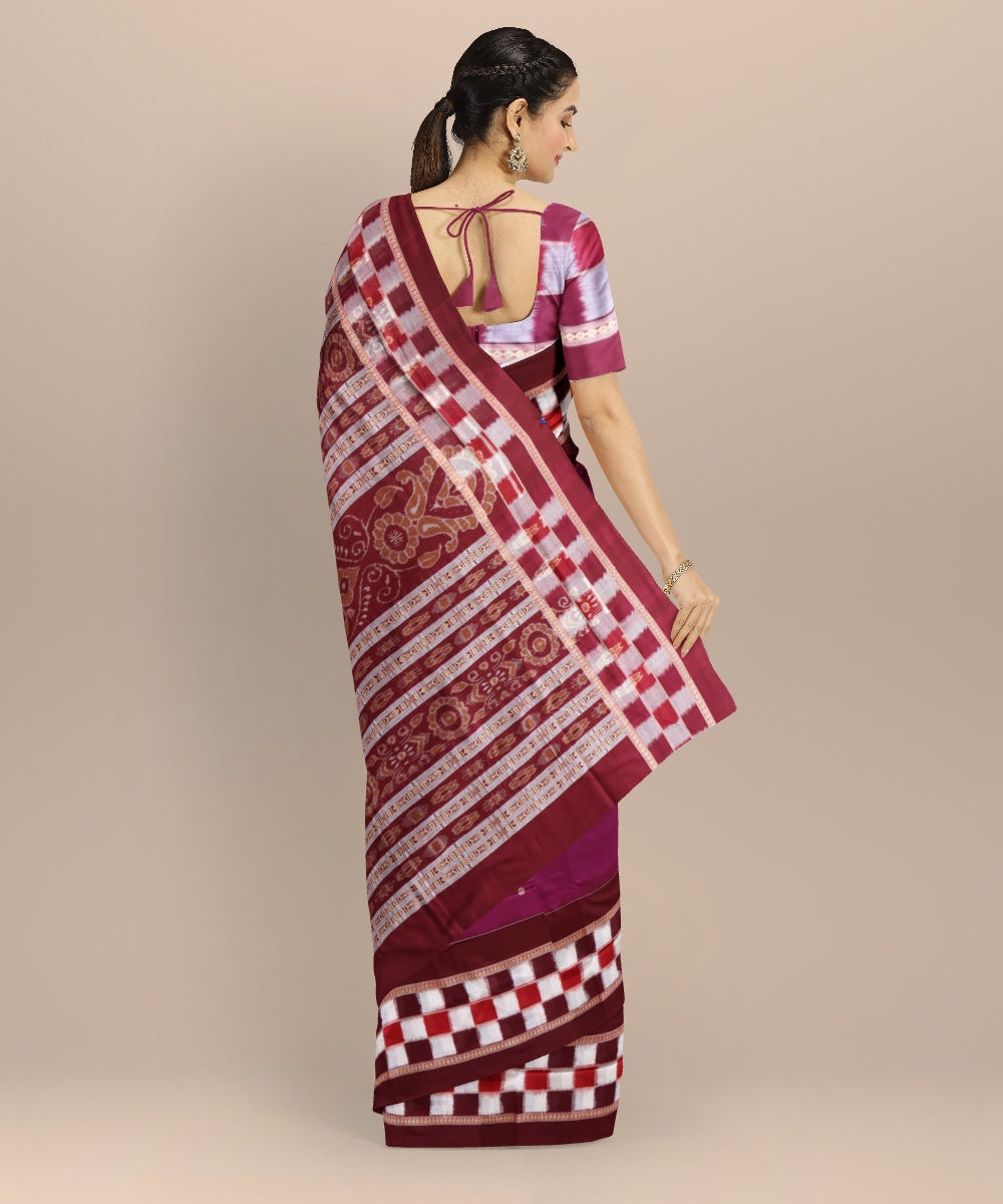 Violet maroon cotton handloom sambalpuri saree