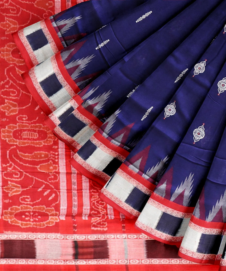 Cyan blue multicolour cotton handloom bomkai saree