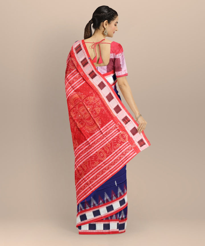 Cyan blue multicolour cotton handloom bomkai saree