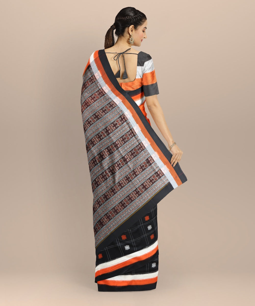 Multicolor black cotton handloom bomkai saree