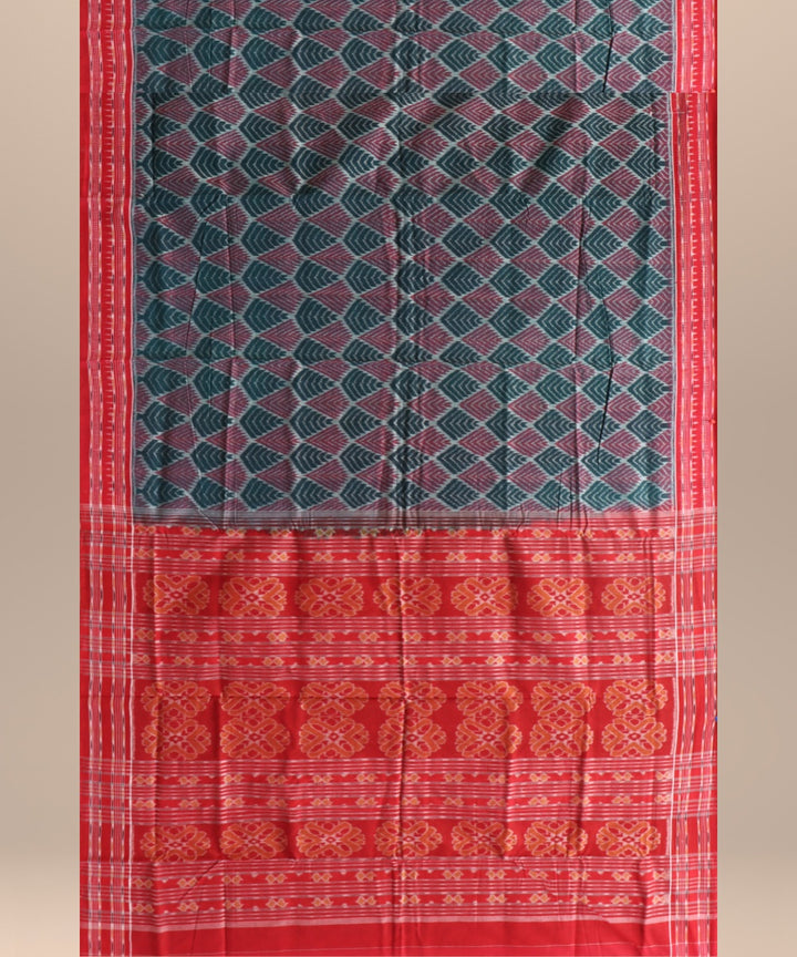 Multicolor dark red cotton handloom sambalpuri saree