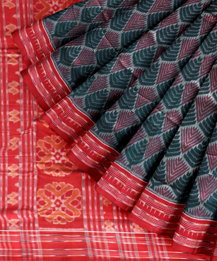 Multicolor dark red cotton handloom sambalpuri saree