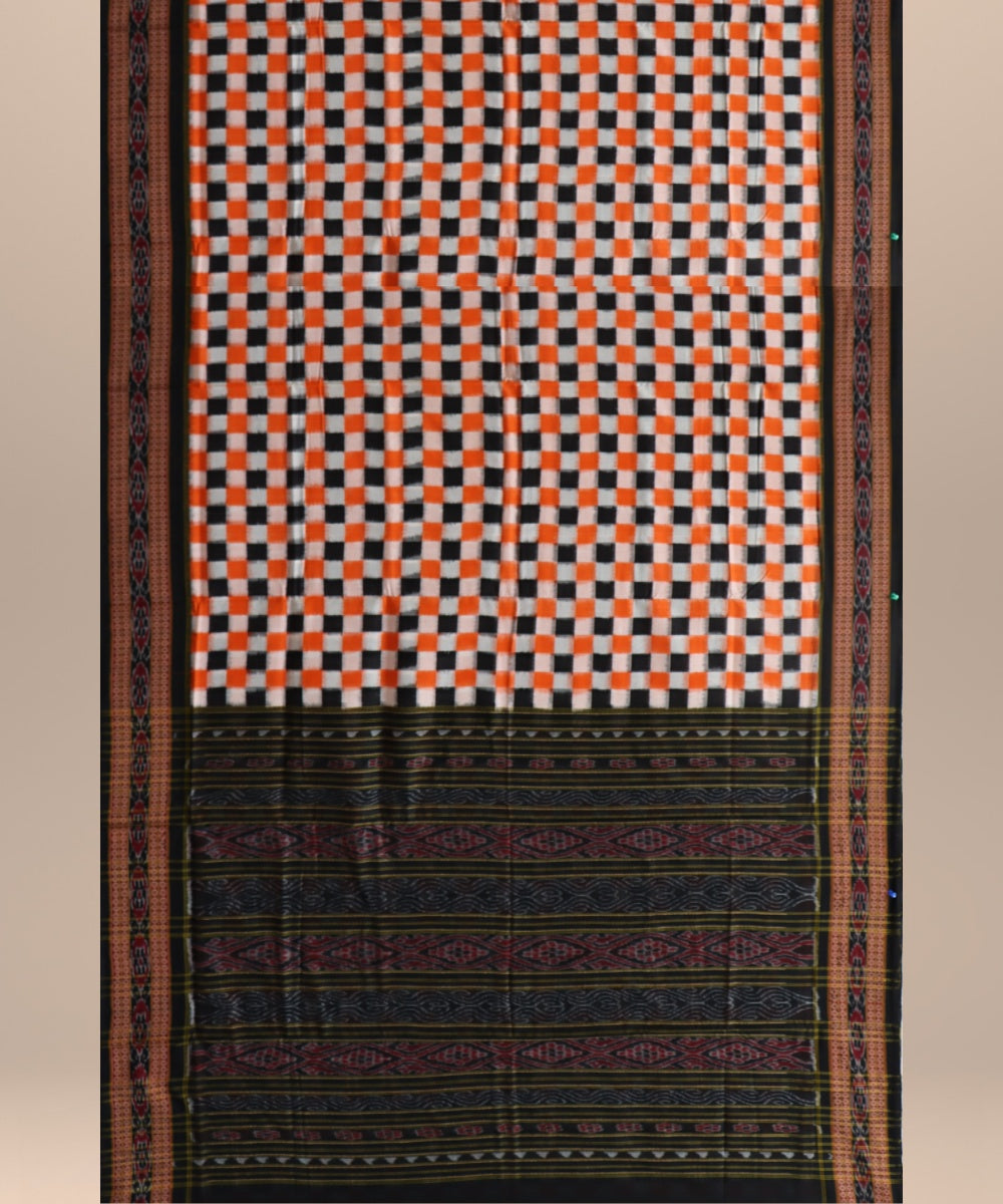 Multicolor black cotton handloom sambalpuri saree