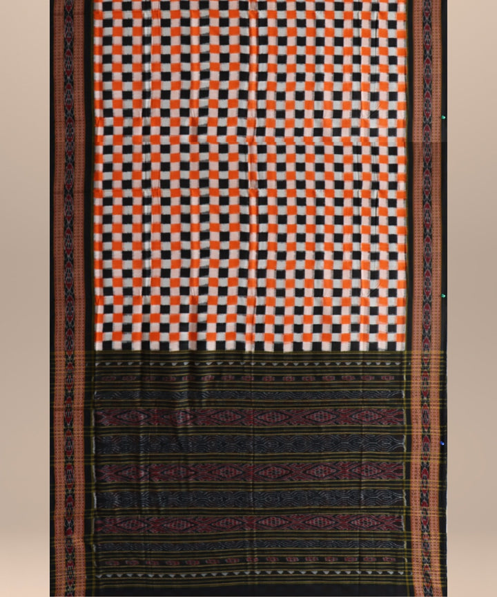 Multicolor black cotton handloom sambalpuri saree
