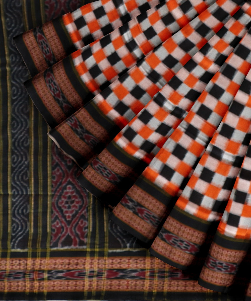 Multicolor black cotton handloom sambalpuri saree