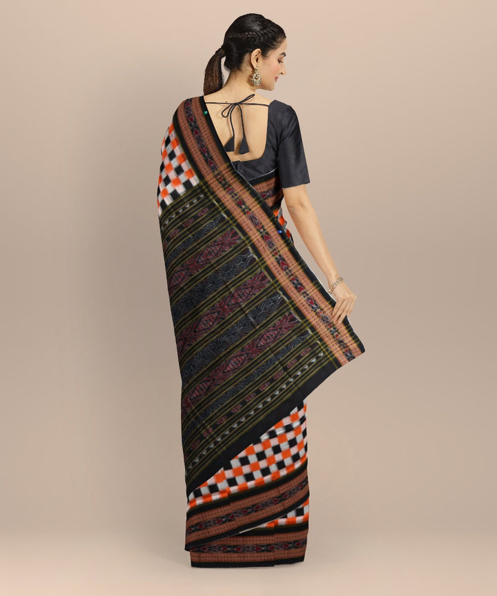Multicolor black cotton handloom sambalpuri saree