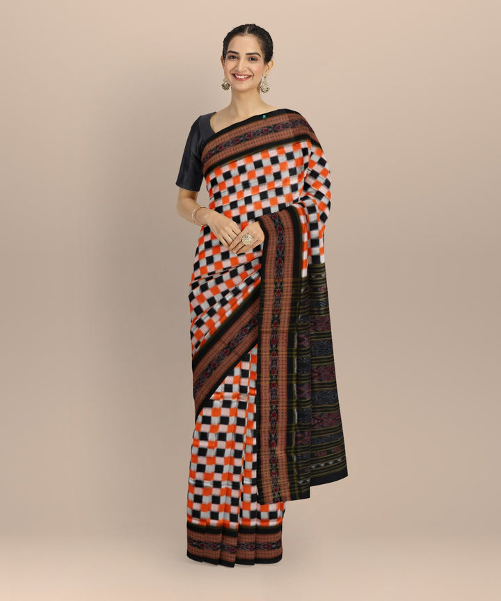 Multicolor black cotton handloom sambalpuri saree