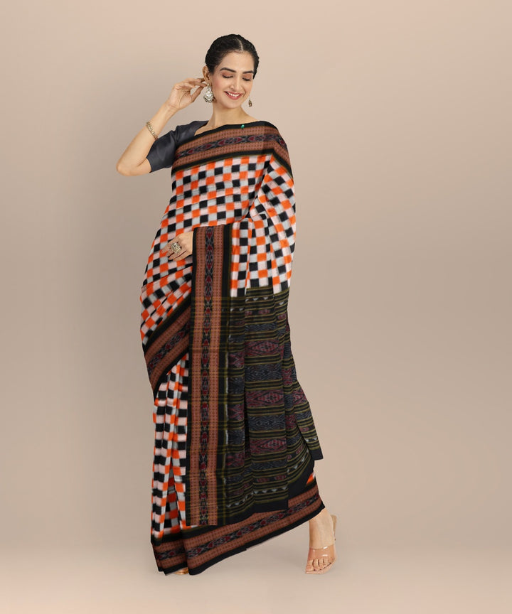 Multicolor black cotton handloom sambalpuri saree