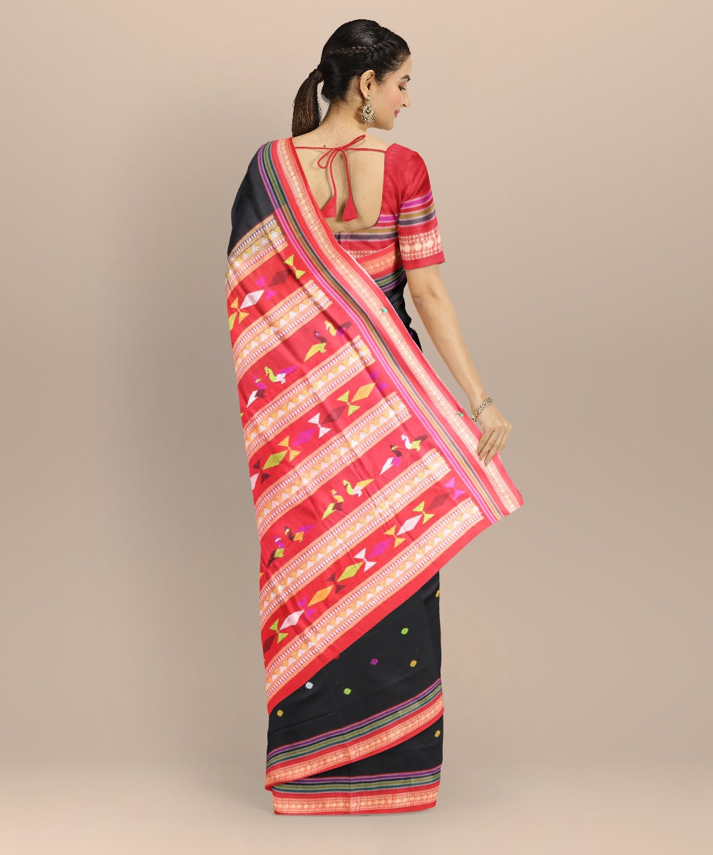 Multicolor ddark red cotton handloom bomkai saree