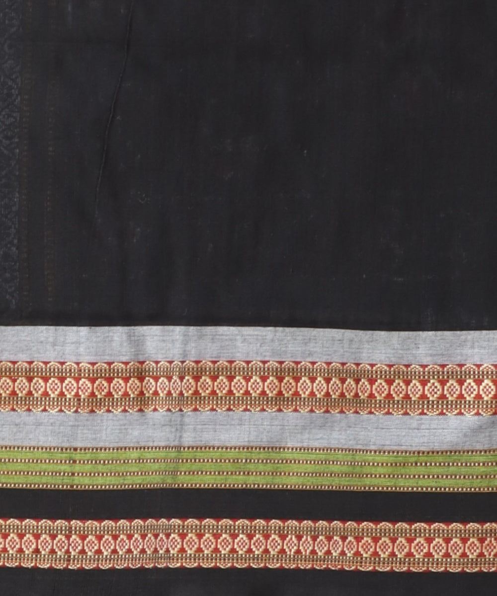 Multicolor black cotton handloom bomkai saree