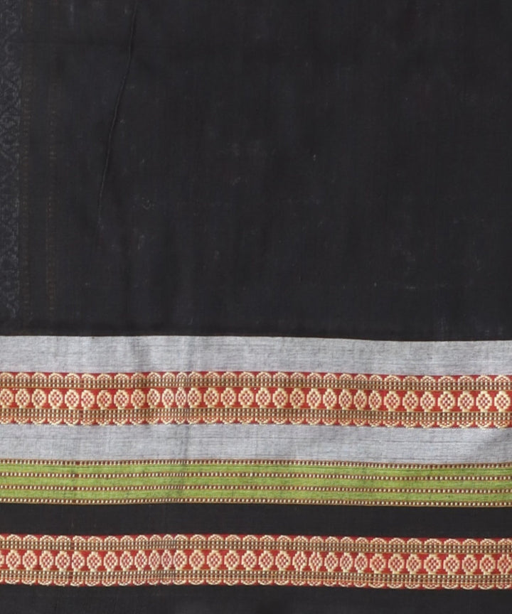 Multicolor black cotton handloom bomkai saree