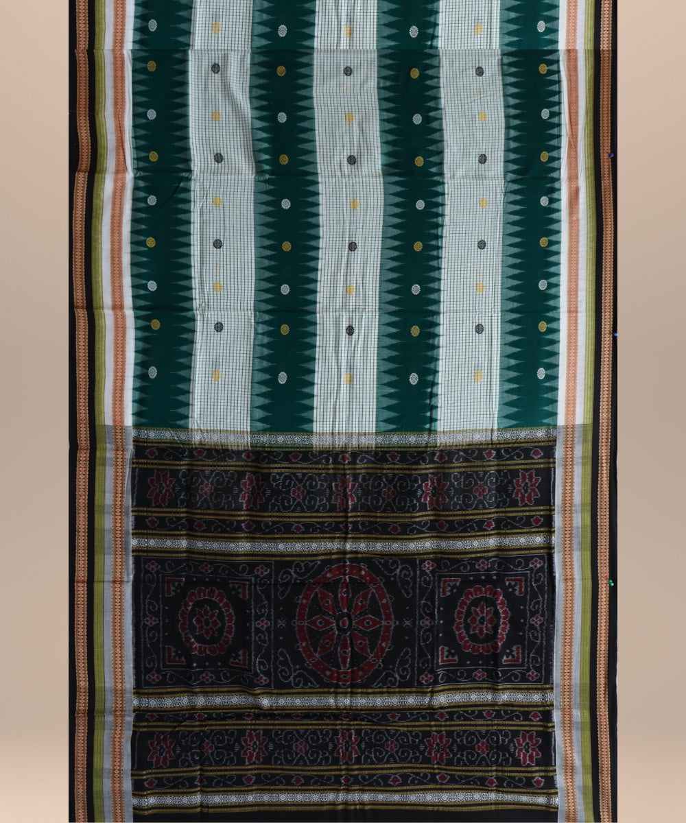 Multicolor black cotton handloom bomkai saree