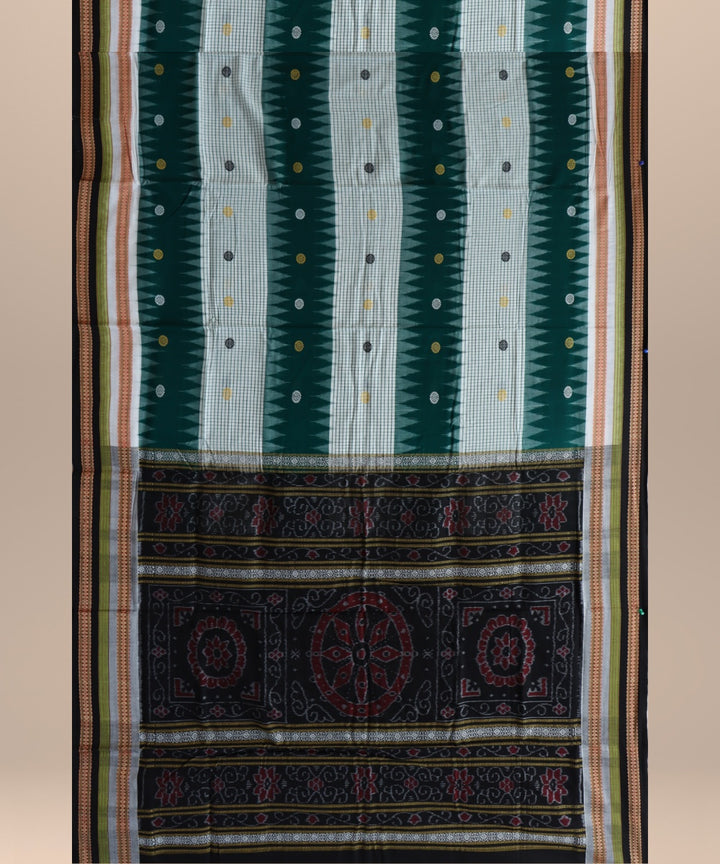 Multicolor black cotton handloom bomkai saree