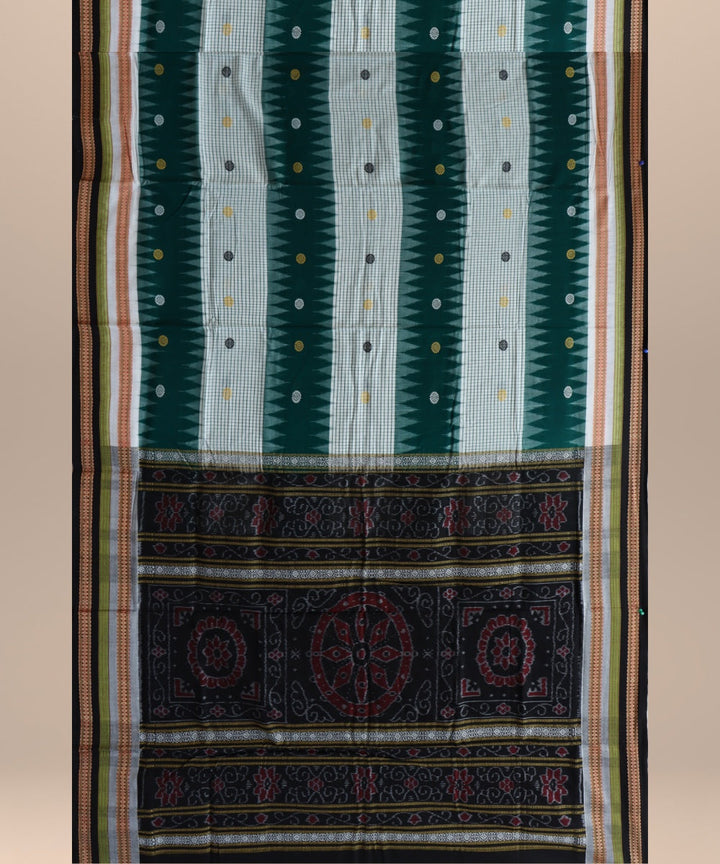 Multicolor black cotton handloom bomkai saree