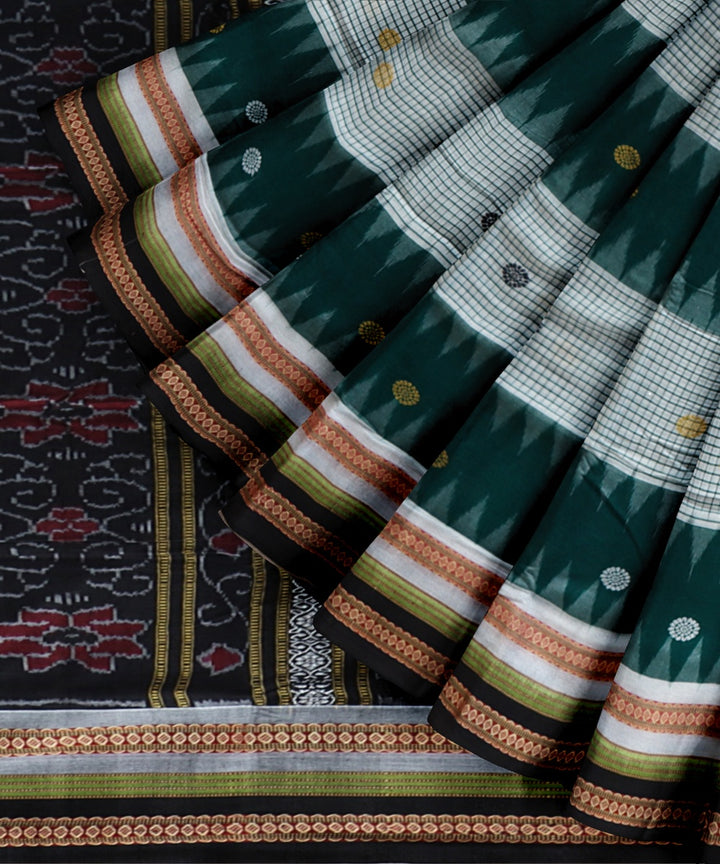 Multicolor black cotton handloom bomkai saree
