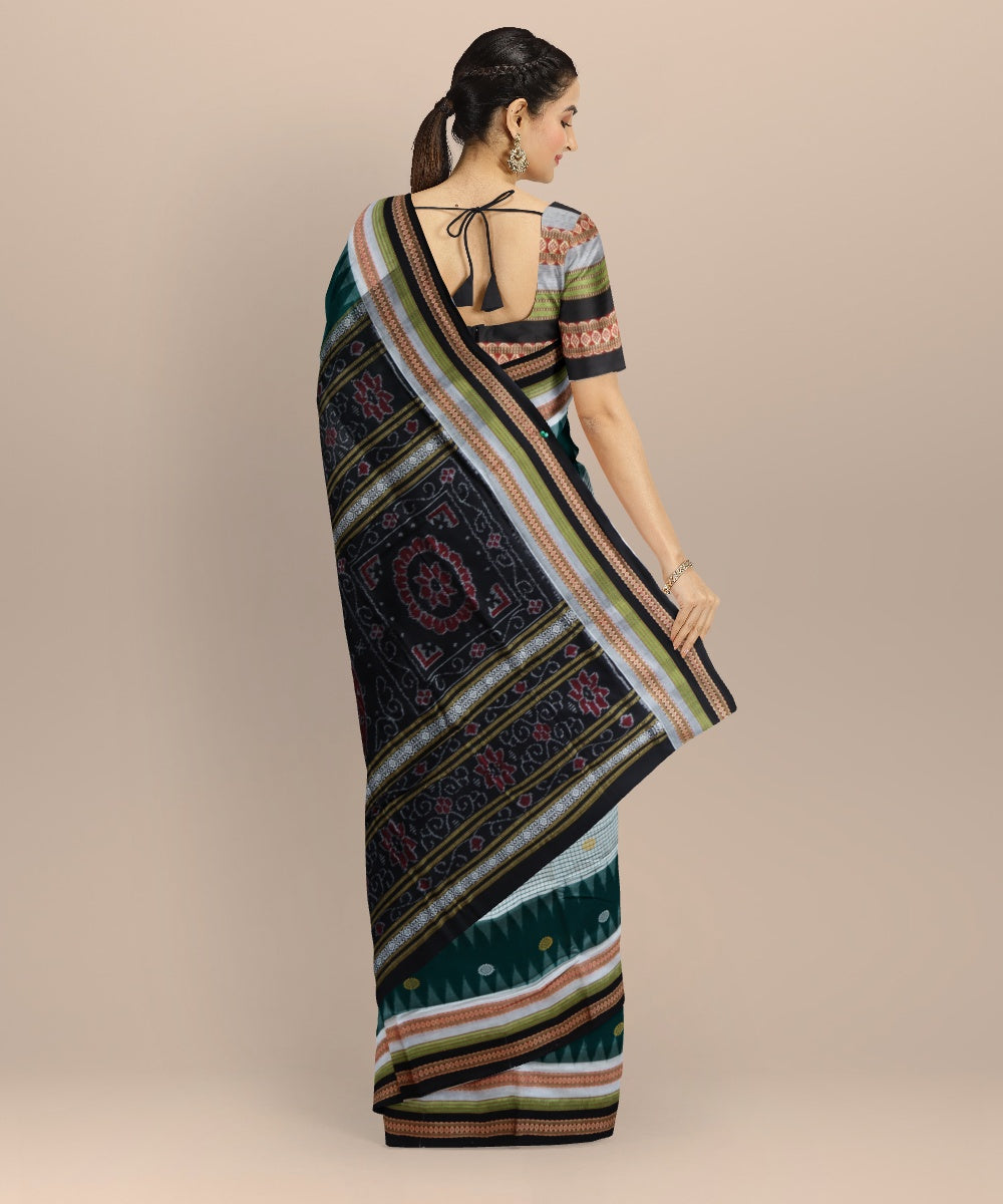Multicolor black cotton handloom bomkai saree