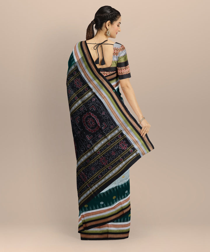 Multicolor black cotton handloom bomkai saree