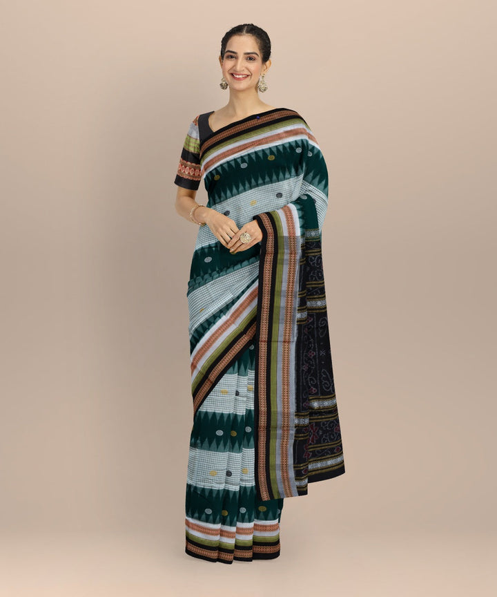 Multicolor black cotton handloom bomkai saree