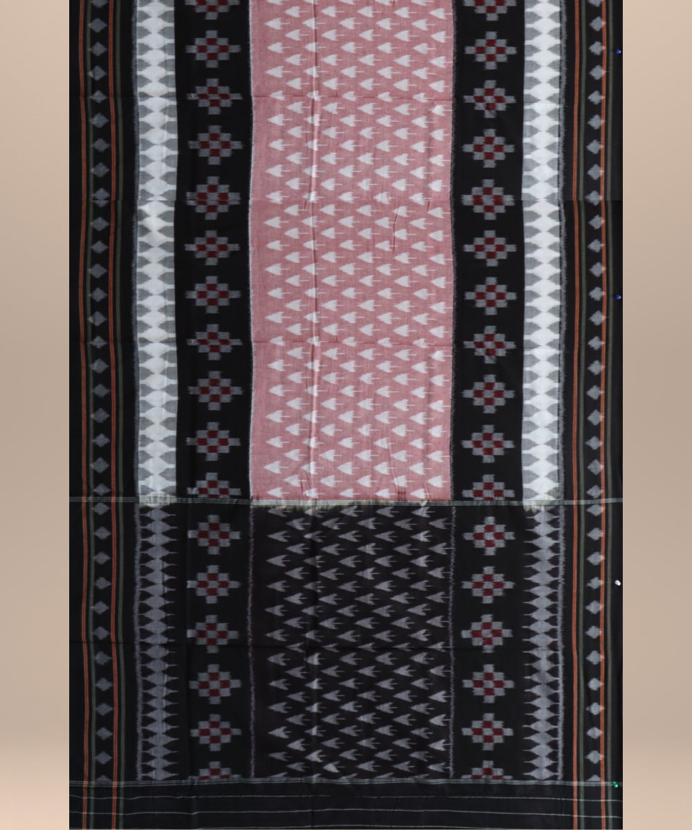 Peach black cotton handloom nuapatna saree