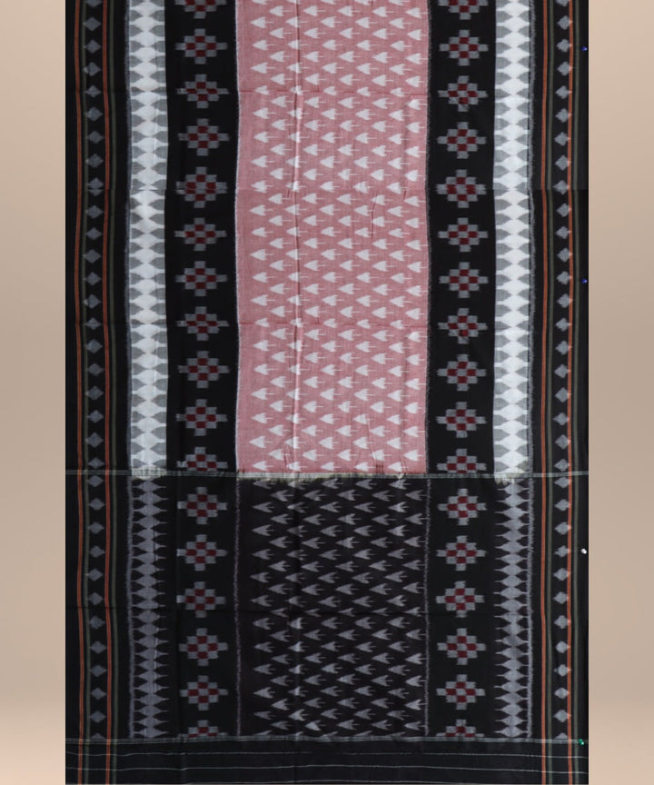 Peach black cotton handloom nuapatna saree