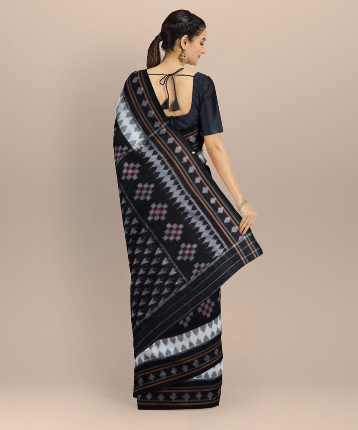Peach black cotton handloom nuapatna saree