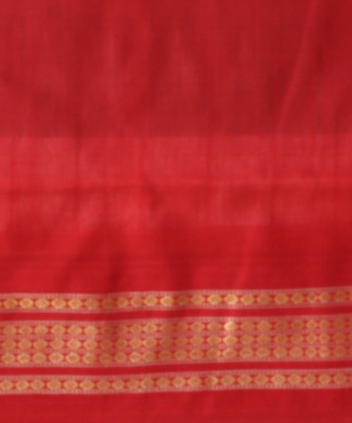 Multicolor dark red cotton handloom sambalpuri saree