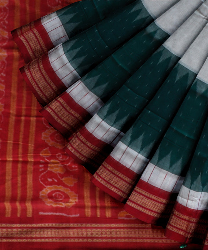 Multicolor dark red cotton handloom sambalpuri saree