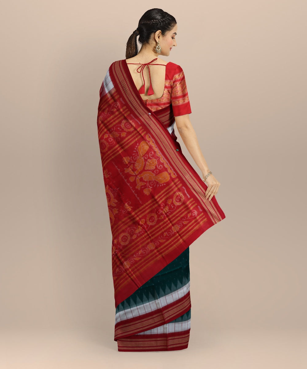 Multicolor dark red cotton handloom sambalpuri saree