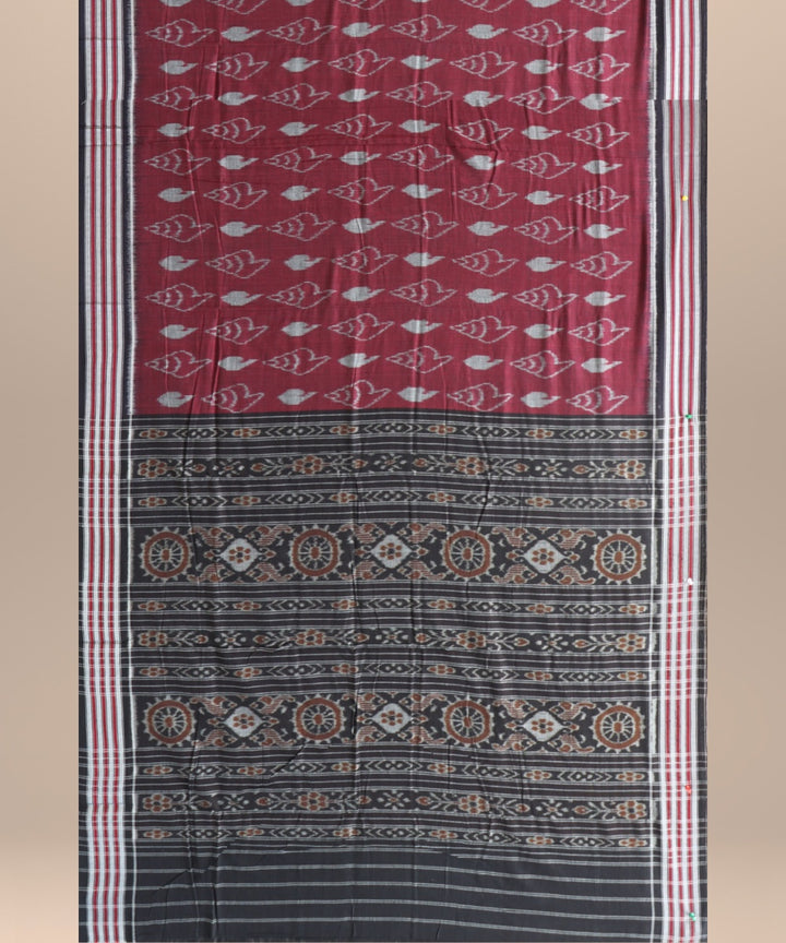 Maroon black cotton handloom nuapatna saree