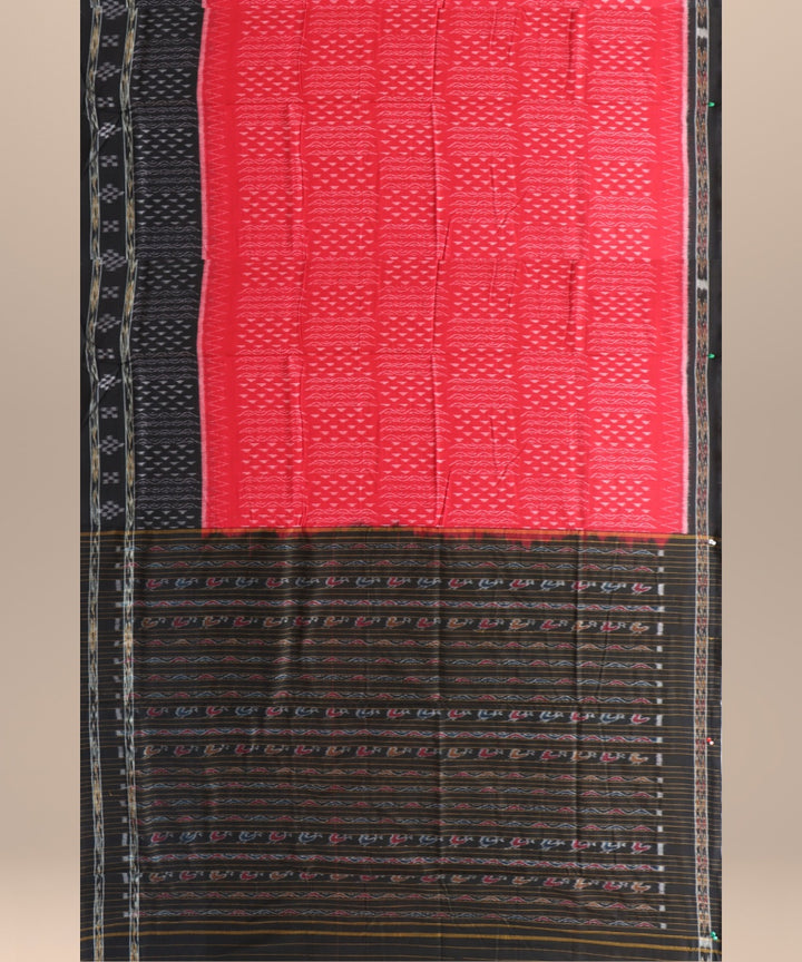Red black cotton handloom nuapatna saree