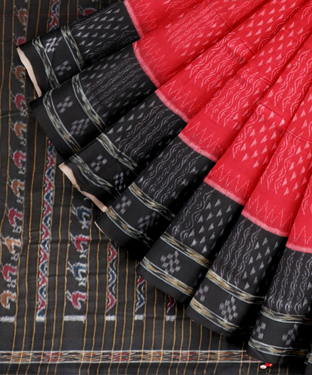 Red black cotton handloom nuapatna saree