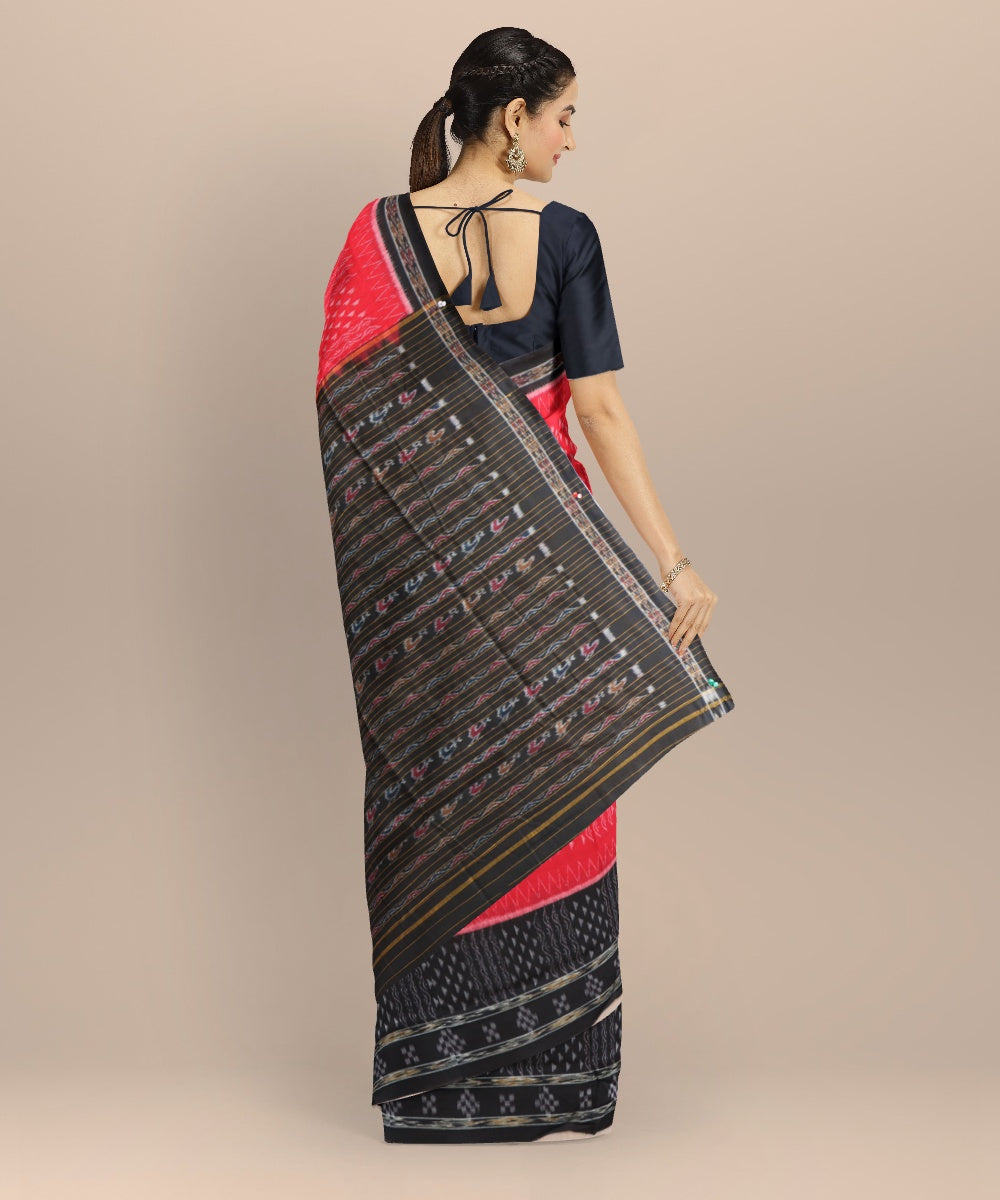 Red black cotton handloom nuapatna saree