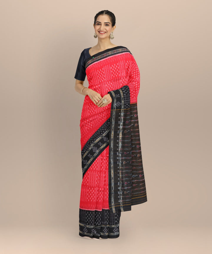 Red black cotton handloom nuapatna saree