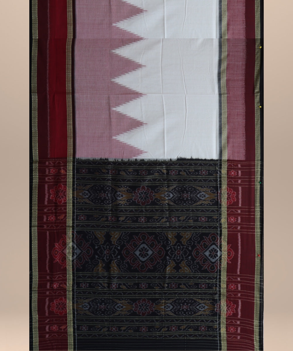 White black cotton handloom nuapatna saree