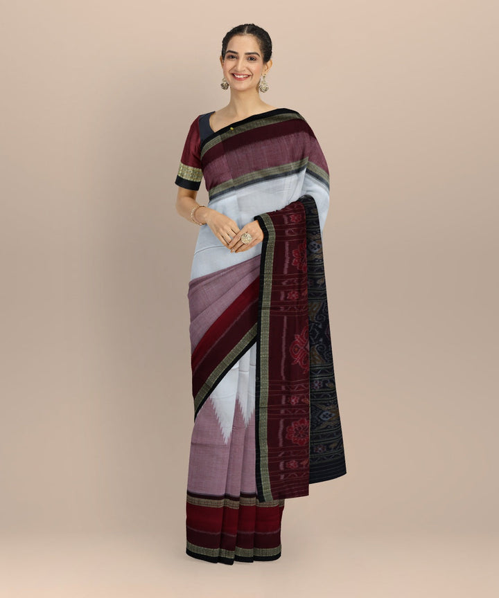 White black cotton handloom nuapatna saree