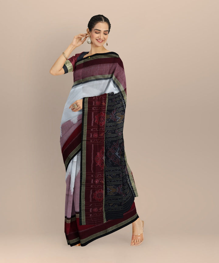 White black cotton handloom nuapatna saree