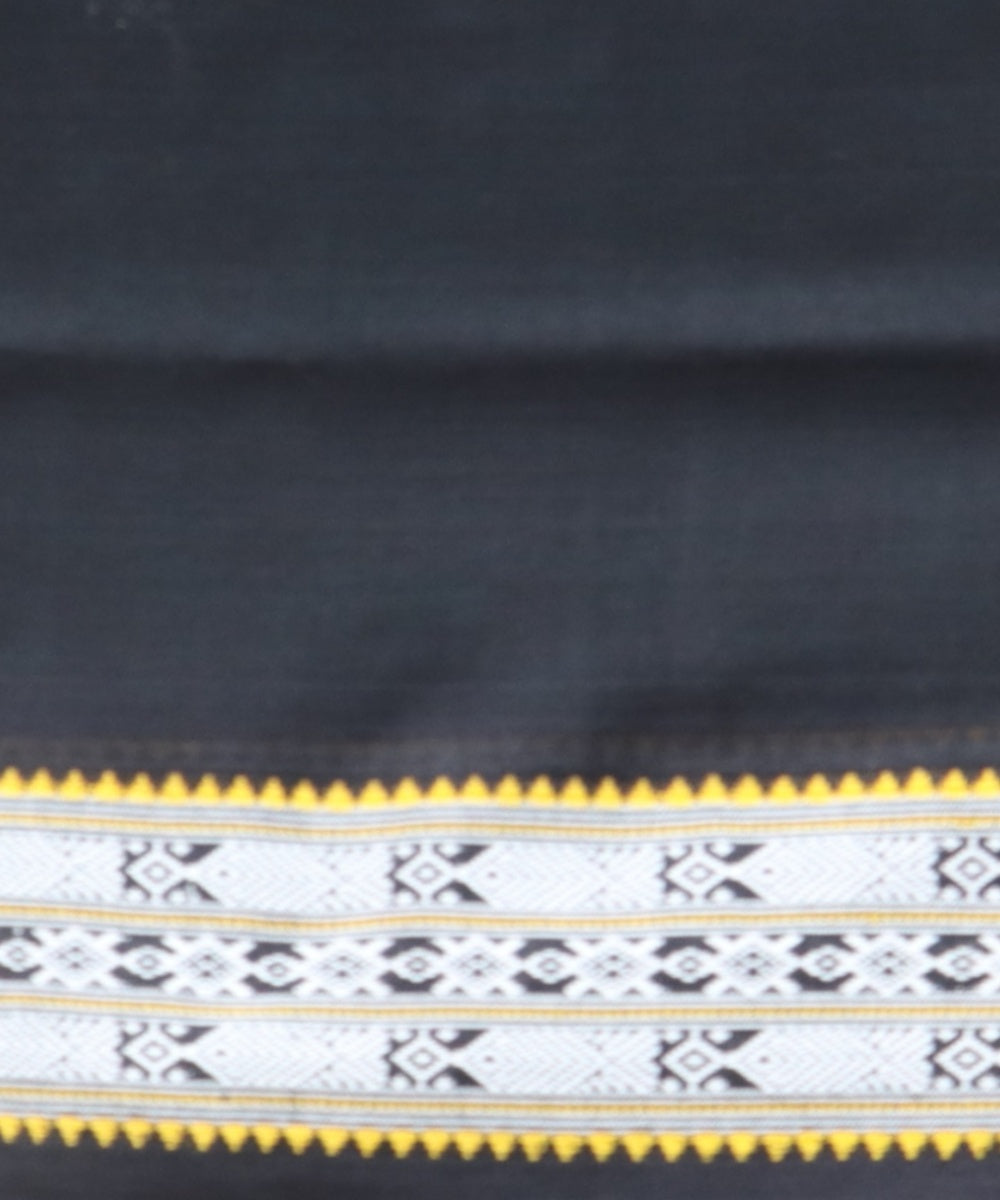 Dark green black cotton handloom bomkai saree
