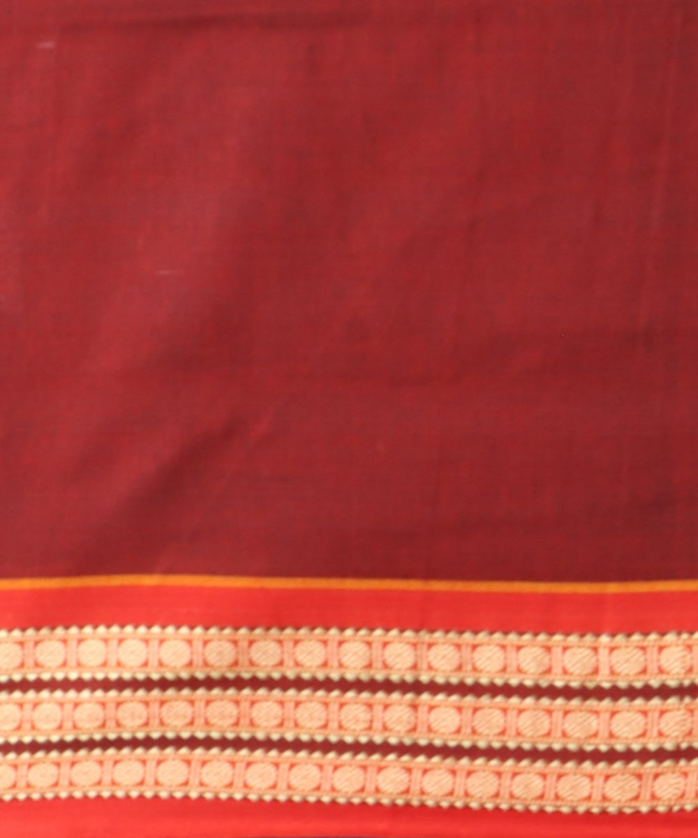 Violet dark red cotton handloom bomkai saree