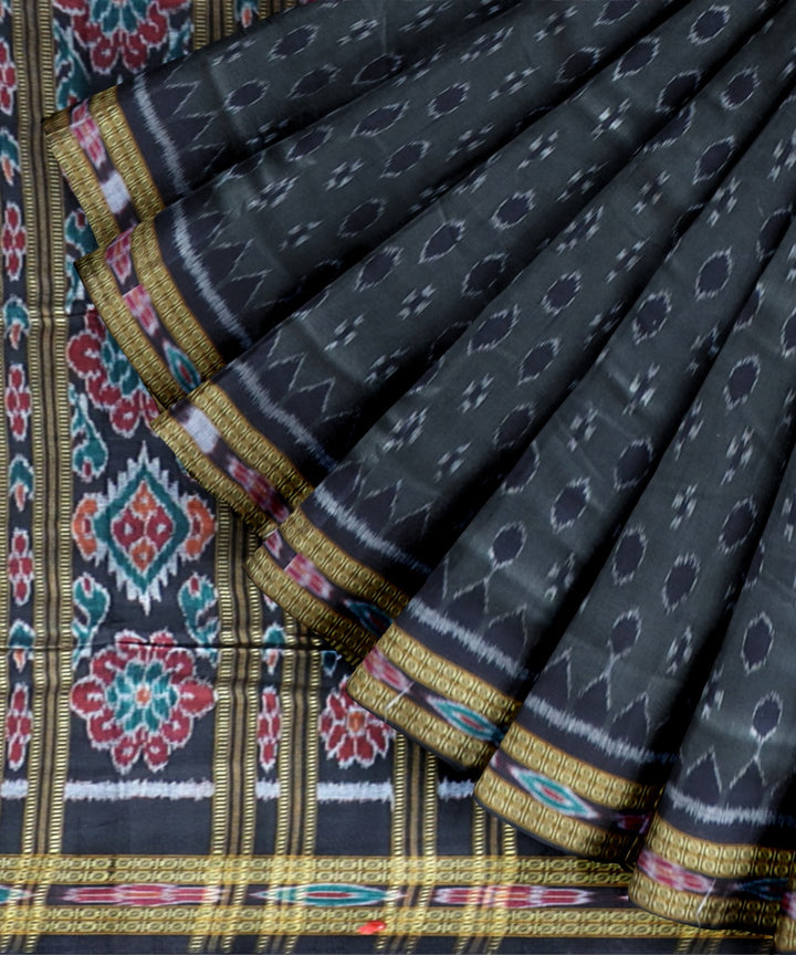 Grey black cotton handloom nuapatna saree