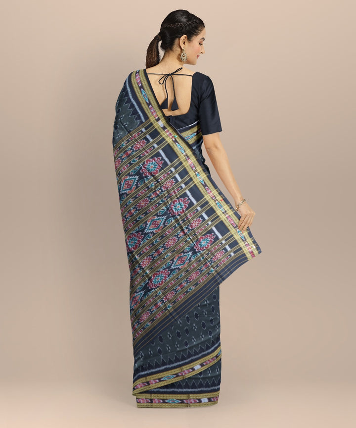 Grey black cotton handloom nuapatna saree